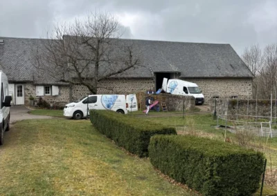 Façade en rénovation sur bâti ancien